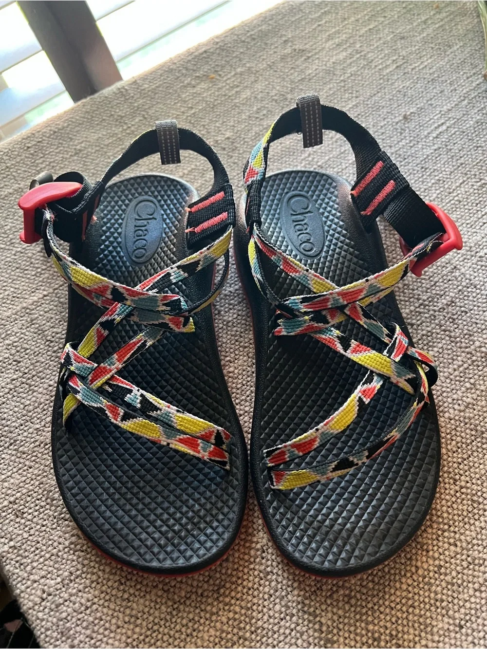 Chacos ZX/1 Ecotread Sandals Crust Multi Red Black Lightweight Kids Sz 2